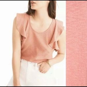 Madewell Ruffle Sleeve Sleeveless Top Coral Pink L